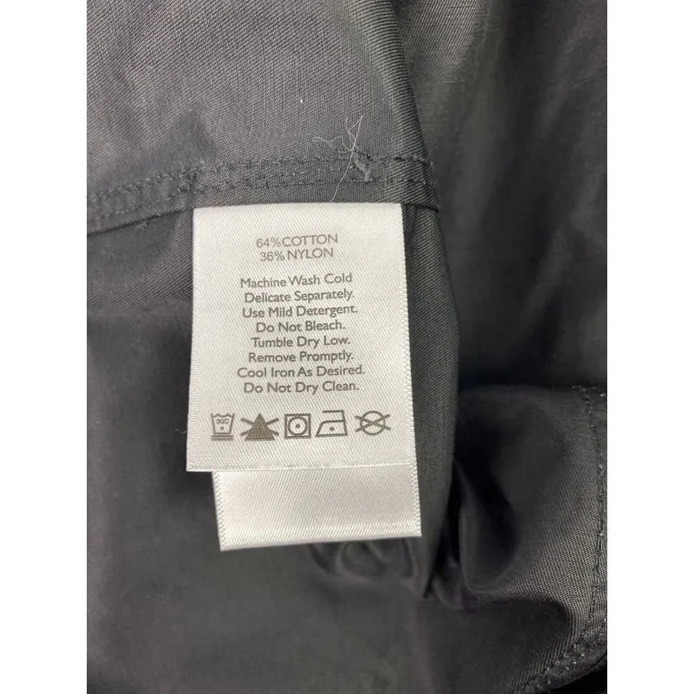 Eddie Bauer Women's XS Long Black Trench Style Raincoat Cotton Nylon‎